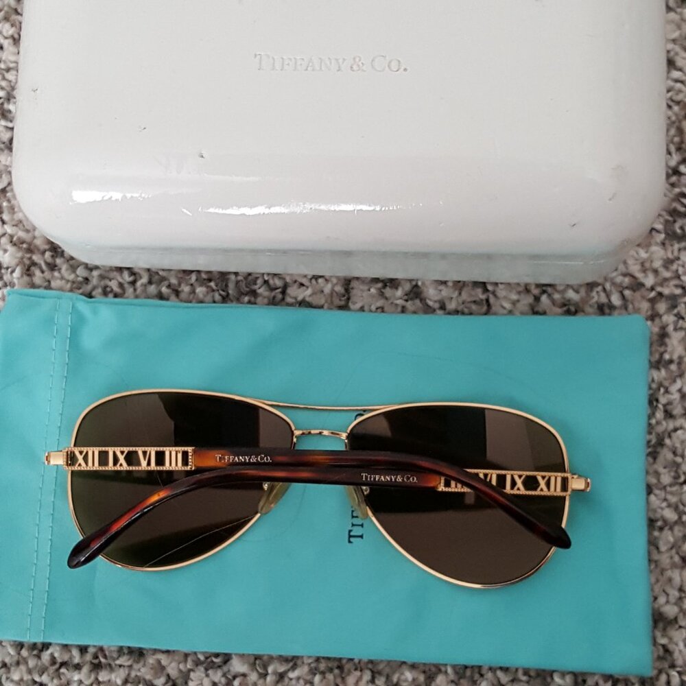 Tiffany & Co. 18K GOLD PLATED Atlas Aviator Pilot Sunglasses Mirror Roman Numer - Picture 4 of 17